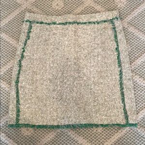J crew green, gold and white skirt
